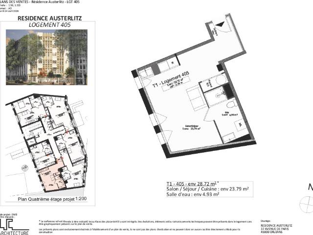Grand Studio ORLEANS 30,79 m2
