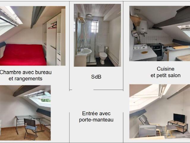 Grand studio meublé lumineux refait à neuf
