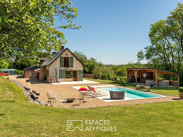 Grande longère de charme en lisière de la forêt de Bercé 308m² Saint Vincent du Lorouër