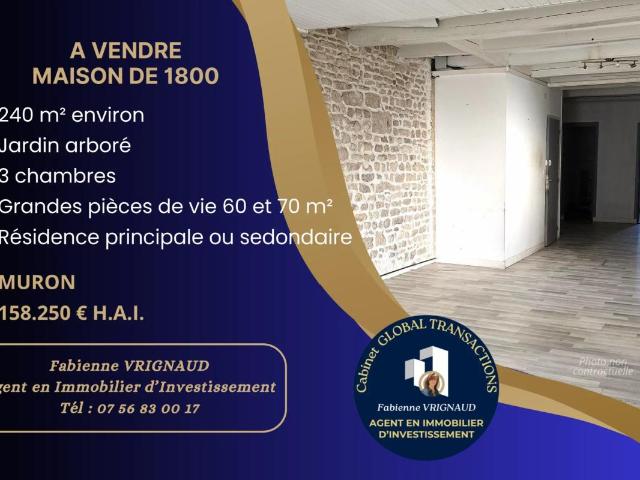 Grande maison de bourg 240 m², 5 pièces, à MURON