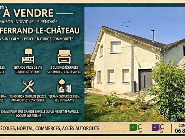 Grande maison familiale rénovée – environ 200 m² – terrain d’environ 9 ares – possibilité deux logements