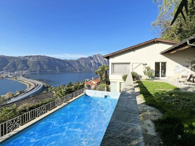 GRANDE VILLA 6.5 CON STUPENDA VISTA LAGO E PISCINA A BISSONE