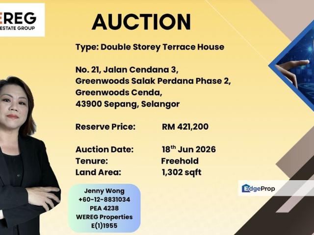 Greenwood’s Cenda, Sepang, Selangor, Malaysia_Double Storey Terrace House FOR AUCTION