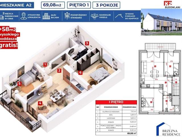 Mieszkanie 69,08 m², Nowy Sącz