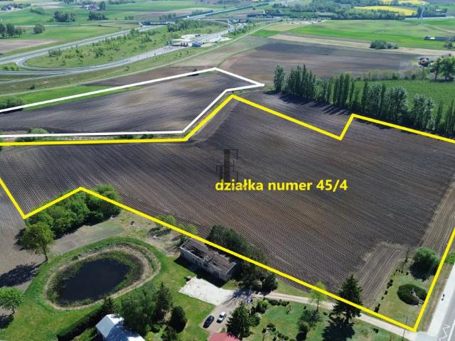 Grunt inwestycyjny 5,43 ha przy A1 Kowal – MPZP, media