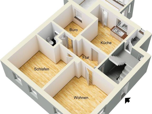 Günstige Wohnung mit Wintergarten, Nebengebäude und kleinem Garten in Forth