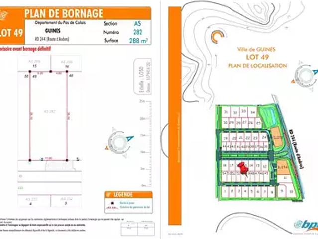Guînes 62340 Achat / Vente terrain