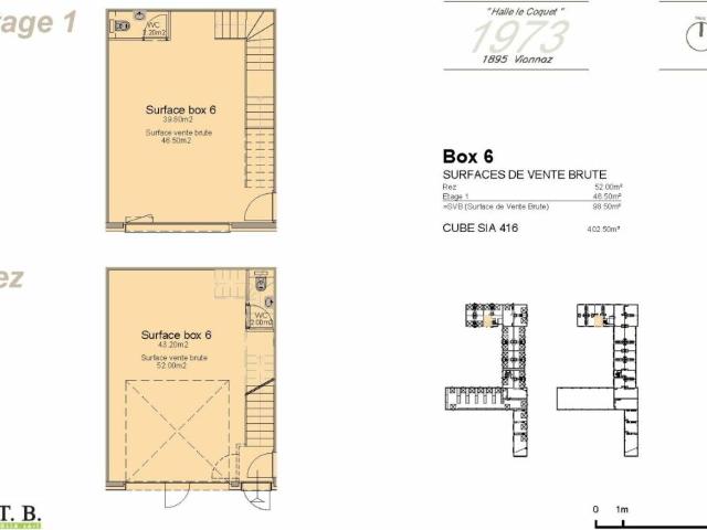 Halle industrielle en PPE Le Coquet 1973 Box 6 en duplex