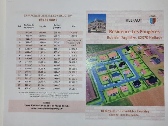 Helfaut Vente Terrain 62
