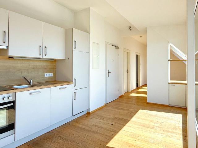 Hell und sonnig: 2 Zimmer DG Wohnung mit Terrasse und Garagenplatz