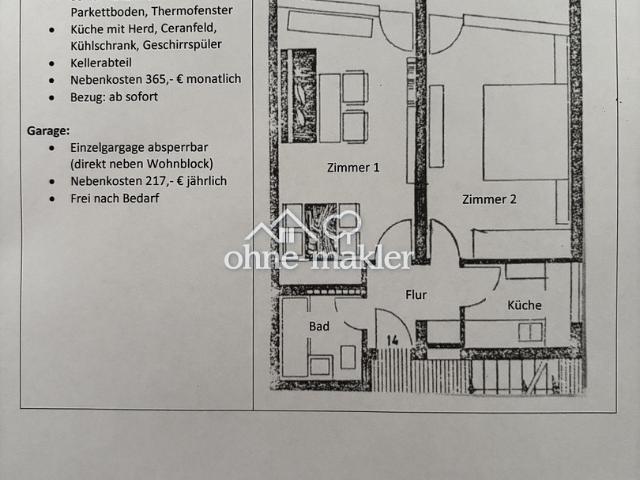 Helle 2 Zimmer Wohnung, München Fürstenried inkl. absperrbare Einzelgarage