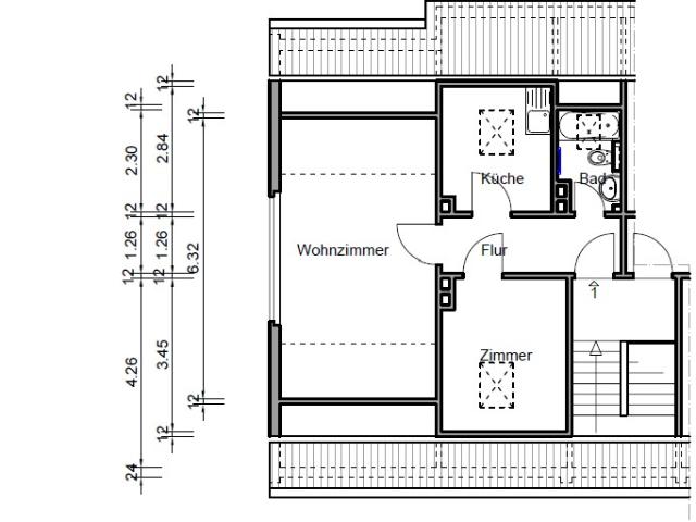 Helle 2 Zimmer Wohnung mit großzügigem Wohnzimmer und Tageslichtbad