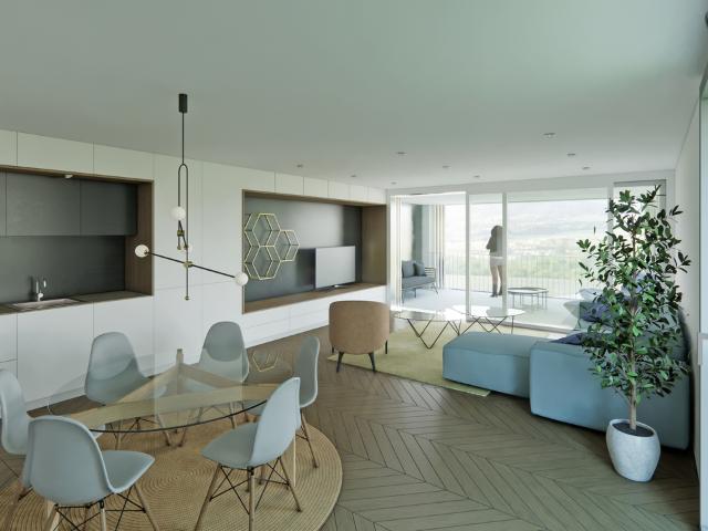 Helle 3½ Zimmer Wohnung im 2.OG mit grossem Südbalkon!