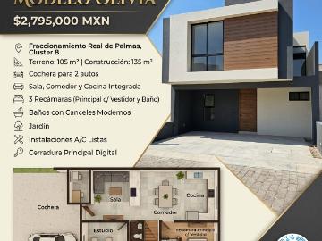 Hermosas residencias modelo Olivia en Real de Palmas, desde $2,795,000