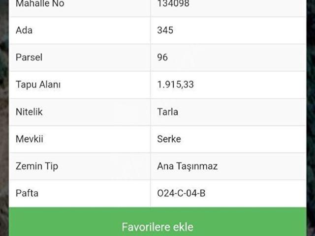 HİSARÇANDIR'DA MÜKEMMEL KONUMDA 1915 M2 SATILIK TARLA