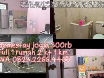 Homestay Yogyakarta Wisuda Strategis Keluarga 2KT Full 1 rumah AC UNY Malioboro 20mnt Bulanan Harian