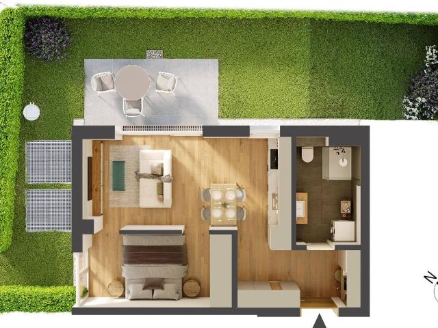 Hochwertige 1,5 Zimmer Neubau Gartenwohnung HW07