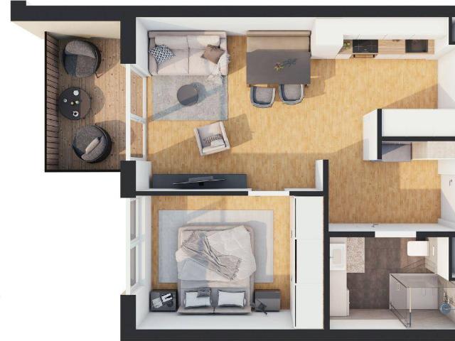 Hochwertige 2 Zimmer Dachgeschoss Wohnung mit Balkon W17