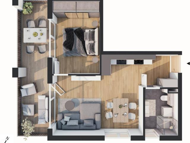 Hochwertige 2 Zimmer Dachgeschoss Wohnung mit Terrasse EW10