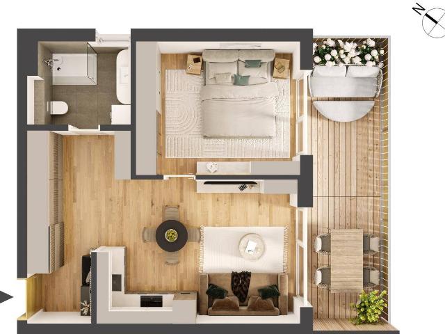 Hochwertige 2 Zimmer Neubauwohnung mit Balkon HW06