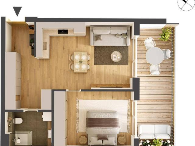 Hochwertige 2 Zimmer Neubauwohnung mit Balkon HW10