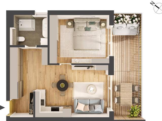 Hochwertige 2 Zimmer Neubauwohnung mit Balkon IW07
