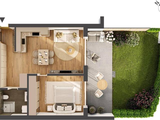 Hochwertige 2 Zimmer Neubau Gartenwohnung HW01