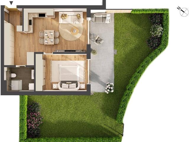 Hochwertige 2 Zimmer Neubau Gartenwohnung IW01