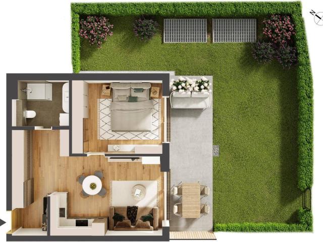 Hochwertige 2 Zimmer Neubau Gartenwohnung IW03
