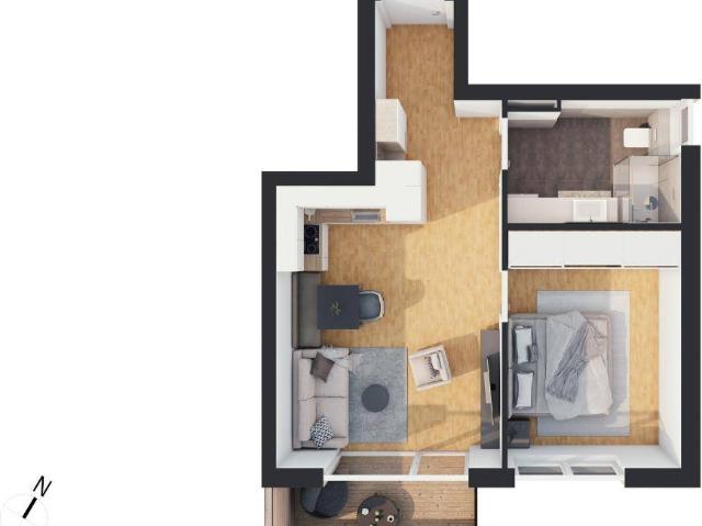 Hochwertige 2 Zimmer Neubau Wohnung mit Balkon W07