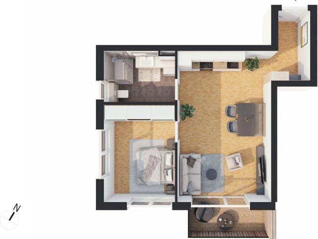 Hochwertige 2 Zimmer Neubau Wohnung mit Balkon W08