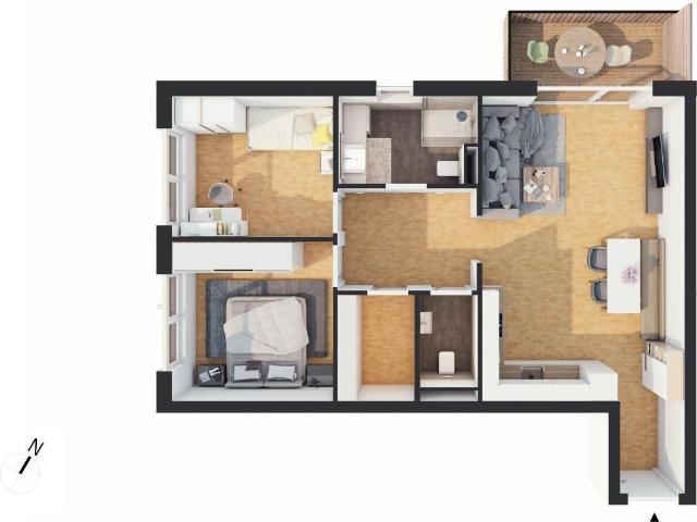 Hochwertige 3 Zimmer Neubau Wohnung mit Balkon W12