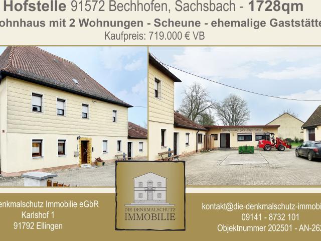 Hofstelle Wohnhaus mit 2 Wohnungen, Scheune, ehemalige Gaststätte