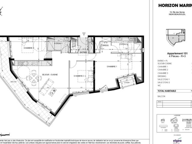 Horizon Marine Lot.131 4P en cours de réalisation avec vue mer Beausoleil limite Monaco