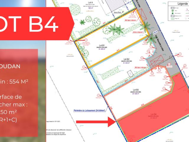 HOUDAN CENTRE TERRAIN A BATIR VIABILISE DE 554m2