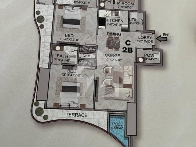 HMR water front 2 beds type c apartment available for sale in easy instalment