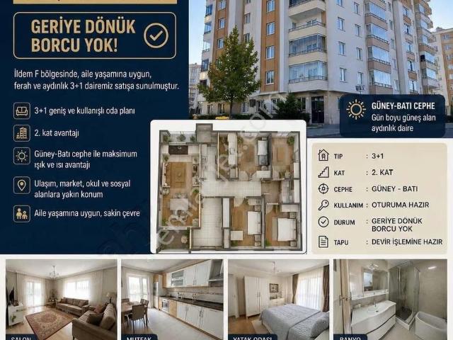 İldem F'8 De 3+1 2.kat Güney batı Cephe Borçsuz Masrafsız Daire