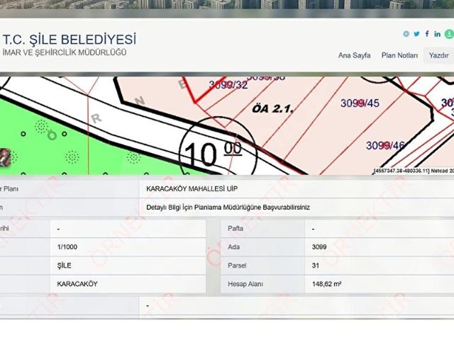 ŞİLE KARACKÖYDE MÜSTAKİL İMARLI ARSA 148 M2