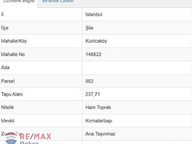 ŞİLE KIZILCAKÖY'DE TURİZM İMARLI VİLLA YAPILABİLİR SATILIK ARSA
