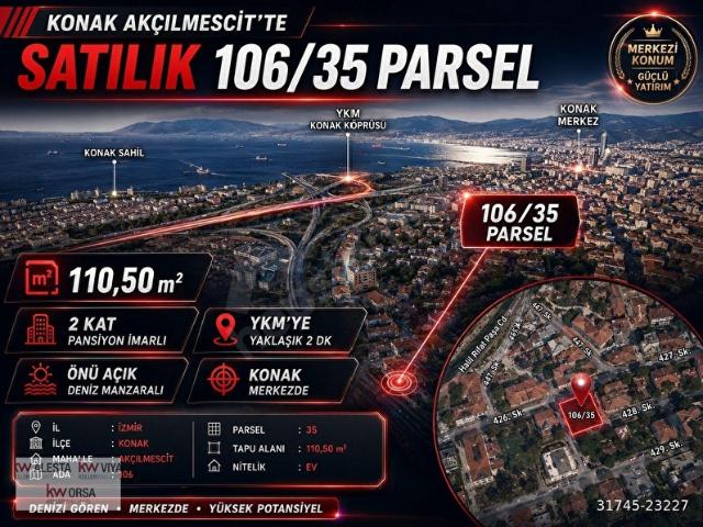İZMİR KONAK'TA DENİZ MANZARALI 2 KAT PANSİYON İMARLI FIRSAT ARSA