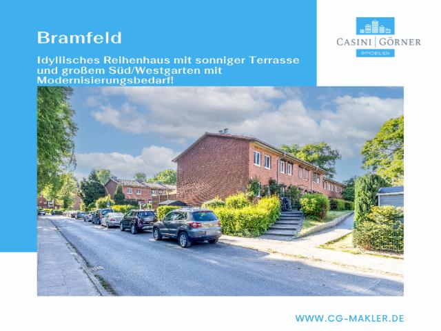 Idyllisches Reihenhaus mit sonniger Terrasse und großem Süd/Westgarten mit Modernisierungsbedarf!