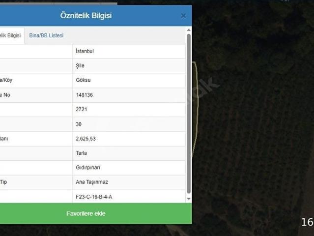 Şile Göksu'da 2625M2 Satılık Tarla