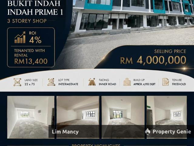 Indah Prime Three Storey Shoplot For Sale