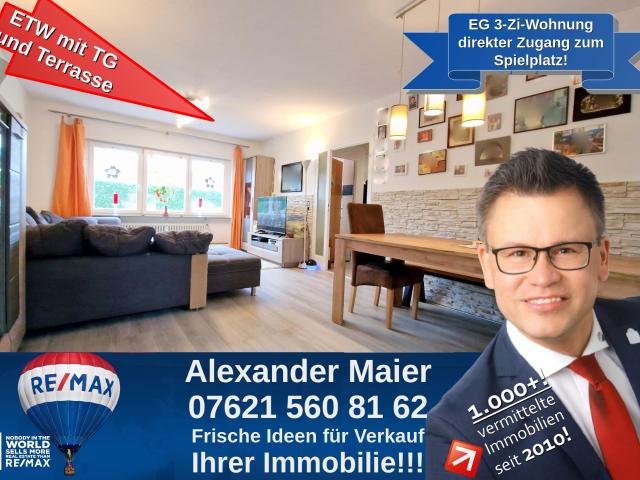Interessante Chance von Alex Maier: 3 Zi EG Wohnung in Wyhlen mit TG, Freisitz und EBK!