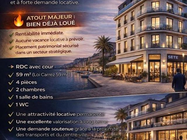 Appartement 4 pièces – 59 m² – proche gare et théâtre molière 'emplacement n°1 à sète'