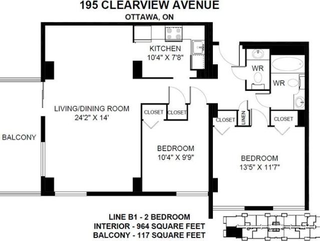 Island Park Towers 2 Bedroom Apartment for Rent at 185/195/200 Clearview Ave, Ottawa, ON K1Z None Westboro