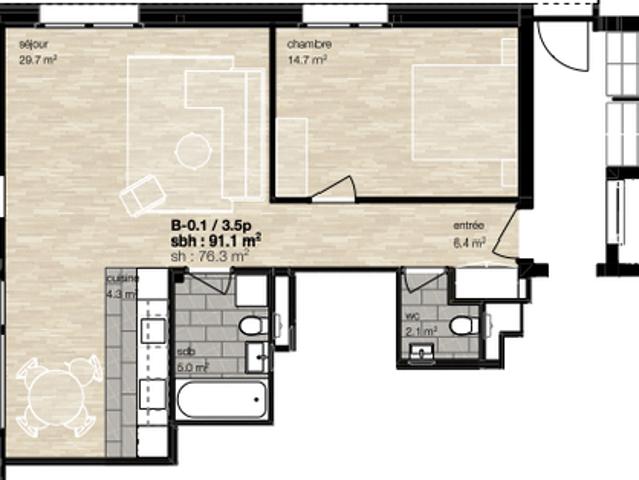 Jahresmiete: neues Apartment im Herzen des Dorfes Montana