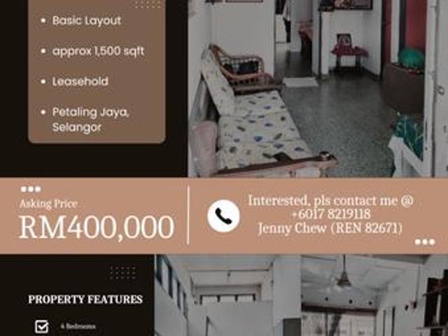 Jalan 184 Petaling Jaya 1 Storey Terraced House for SALE