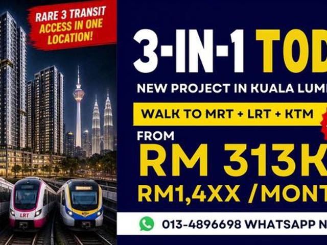 Jalan Kaki 5 min ke KTM MRT LRT 23 Bilik Access ke Mid Valley KLCC