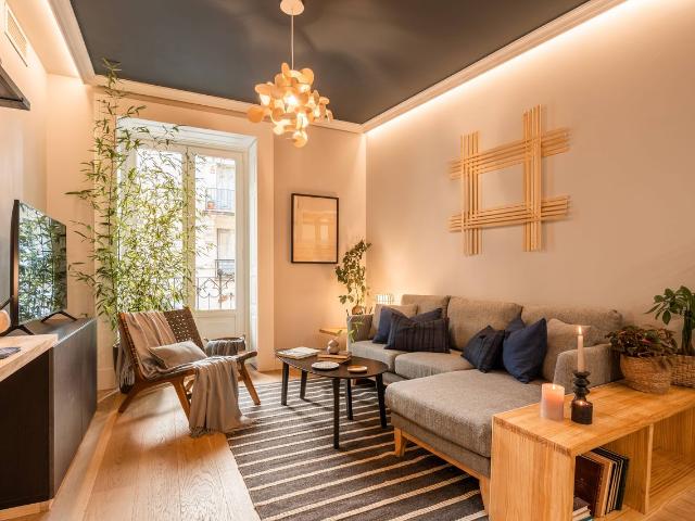 Japanese Inspired Minimalist 1 Bedroom Apartment with Private Workspace and Balconies, Madrid Amsterdam Apartments for Rent